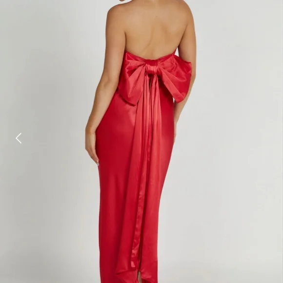 Rochelle Bow Back Satin Maxi Dress - Picture 4 of 5